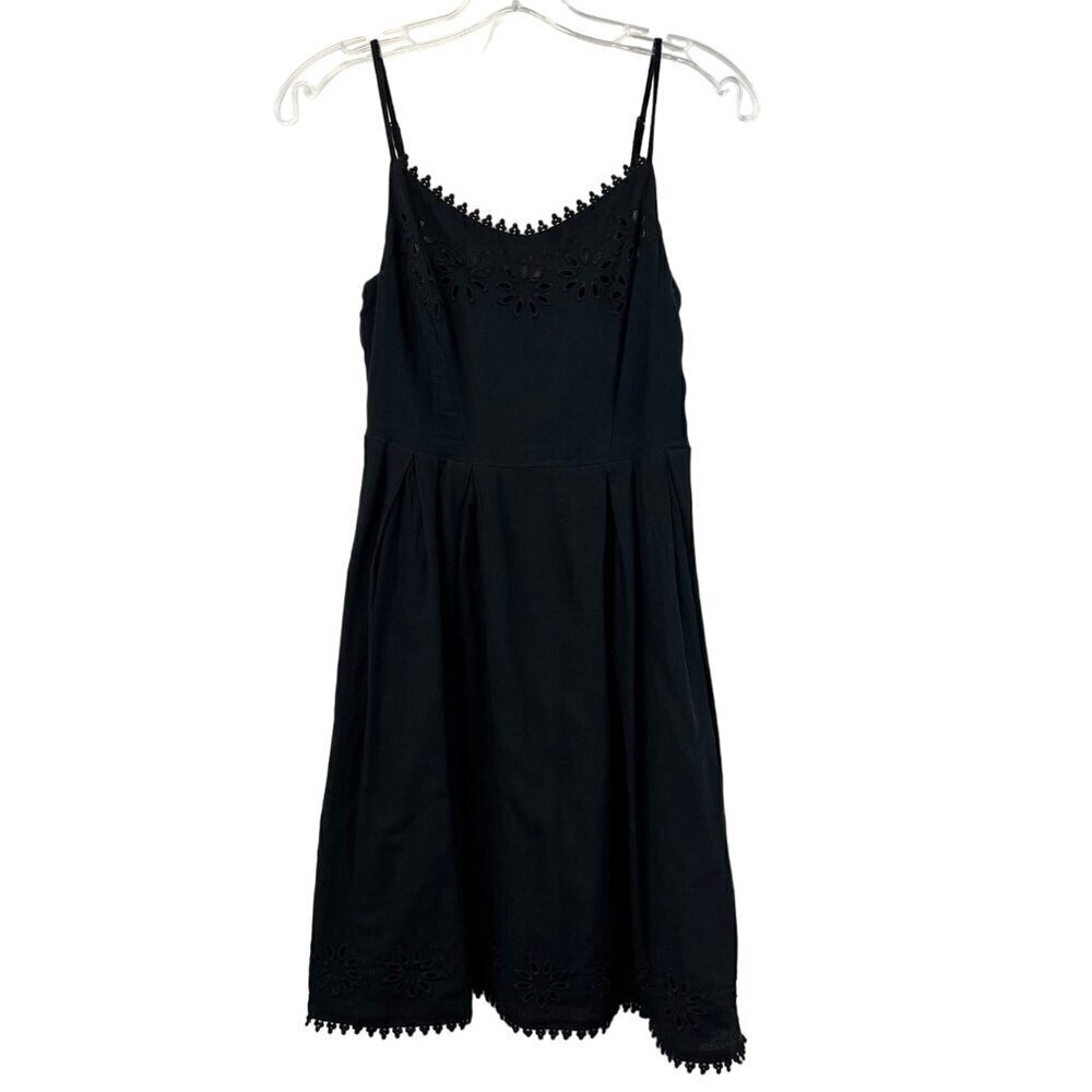 Old Navy Womens Sleeveless Black Sundress Embroidered Trim Above Knee XS